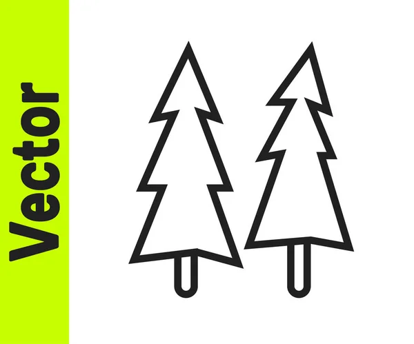 Icono de árbol de Navidad de línea negra aislado sobre fondo blanco. Feliz Navidad y Feliz Año Nuevo. Vector — Vector de stock