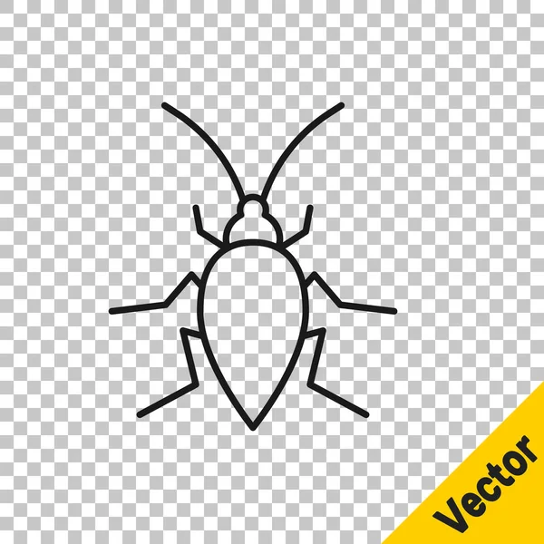 Línea negra Icono de cucaracha aislado sobre fondo transparente. Vector — Vector de stock