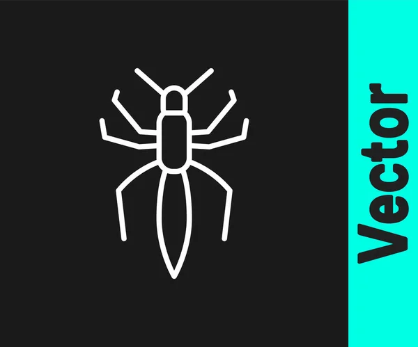 Weiße Linie Spider Symbol isoliert auf schwarzem Hintergrund. Frohe Halloween-Party. Vektor — Stockvektor