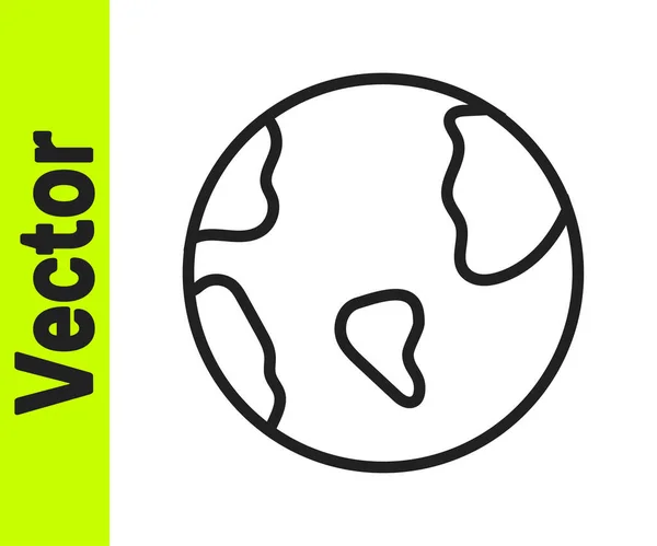 Icono de globo terráqueo de línea negra aislado sobre fondo blanco. Signo del mundo o la Tierra. Símbolo global de Internet. Formas geométricas. Vector — Vector de stock