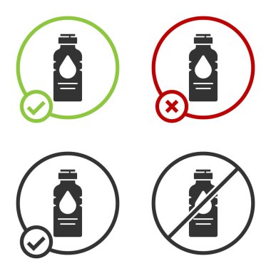 Beyaz arka planda izole edilmiş siyah su ikonu şişesi. Soda su içme tabelası. Çember düğmesi. Vektör İllüstrasyonu