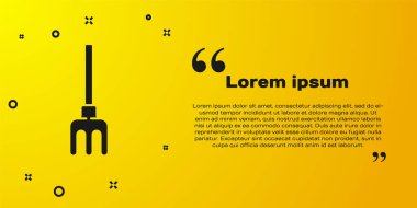 Siyah Bahçe tırmık simgesi sarı arkaplanda izole edildi. Bahçecilik, tarım, çiftçilik aleti. Toprak işçisi. Vektör İllüstrasyonu
