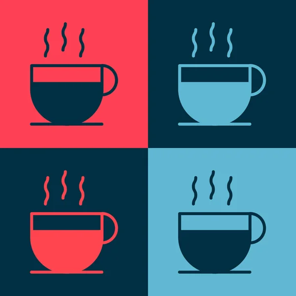 Pop art Icône tasse de café isolé sur fond de couleur. Une tasse de thé. Café chaud. Illustration vectorielle — Image vectorielle