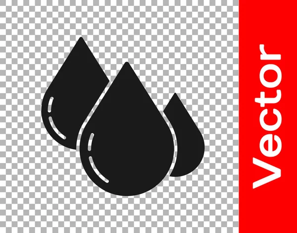 Icona goccia acqua nera isolata su sfondo trasparente. Illustrazione vettoriale — Vettoriale Stock
