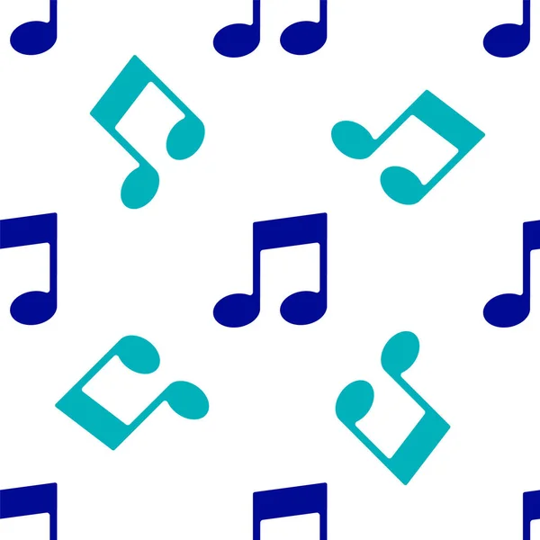 Голубая нота музыки, тональная иконка изолирована безморщинистым узором на белом фоне. Векторная миграция — стоковый вектор