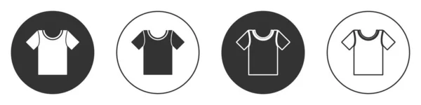 Fekete póló ikon elszigetelt fehér háttér. Körgomb. Vektorillusztráció — Stock Vector