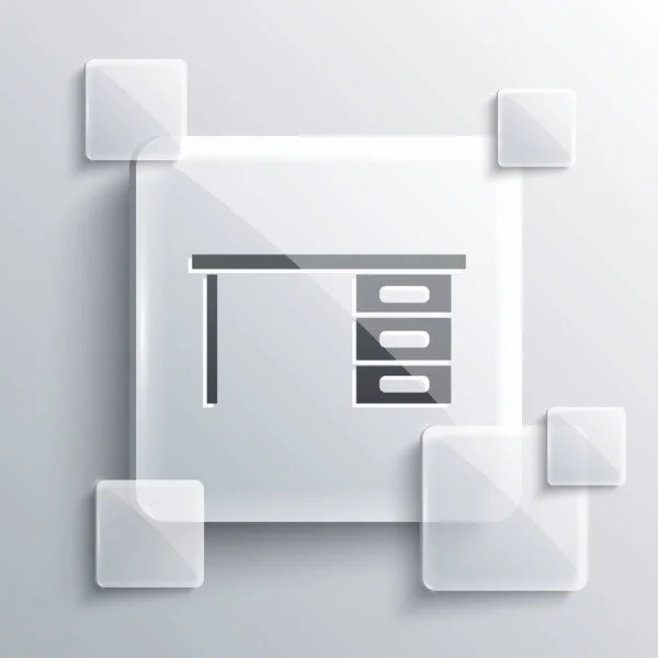 Icône de bureau gris isolé sur fond gris. Panneaux carrés en verre. Illustration vectorielle — Image vectorielle