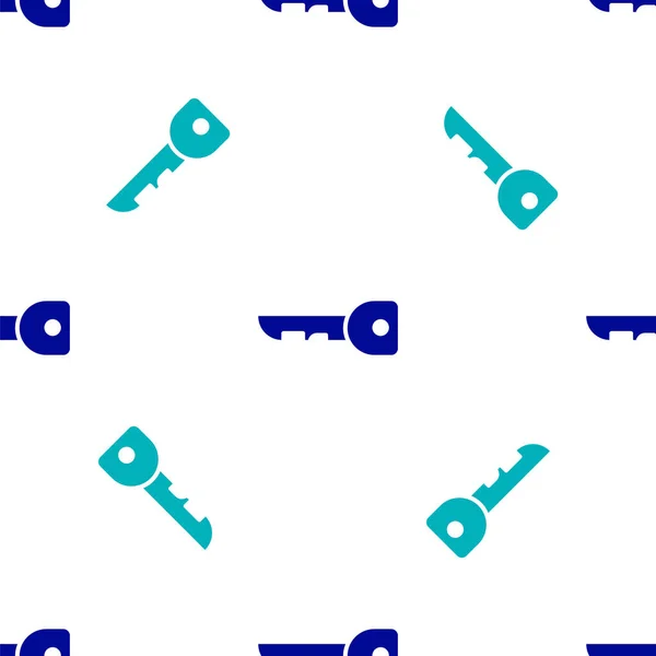 Μπλε Κλειδί Εικονίδιο Απομονωμένη Αδιάλειπτη Μοτίβο Λευκό Φόντο Εικονογράφηση Διανύσματος — Διανυσματικό Αρχείο