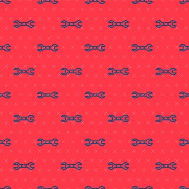 Mavi çizgi anahtarı simgesi kırmızı arkaplanda izole edilmiş. Vektör İllüstrasyonu.