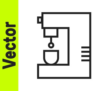 Siyah çizgi kahve makinesi simgesi beyaz arkaplanda izole edilmiş. Vektör İllüstrasyonu.