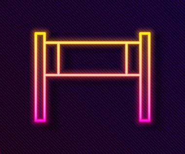 Parlayan neon hattı voleybol ağı simgesi siyah arkaplanda izole edildi. Vektör İllüstrasyonu.