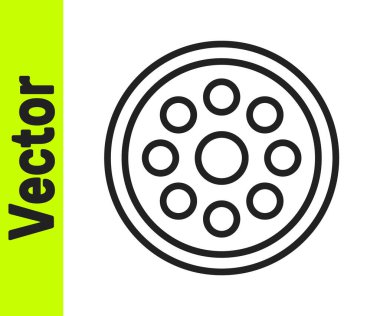 Beyaz arkaplanda izole edilmiş kıyafet simgesi için siyah çizgi dikiş düğmesi. Giysi düğmesi. Vektör İllüstrasyonu.