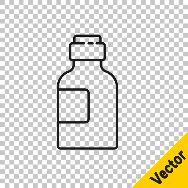 Línea Negra Botella Jarabe Medicina Icono Aislado Sobre Fondo Transparente — Vector de stock