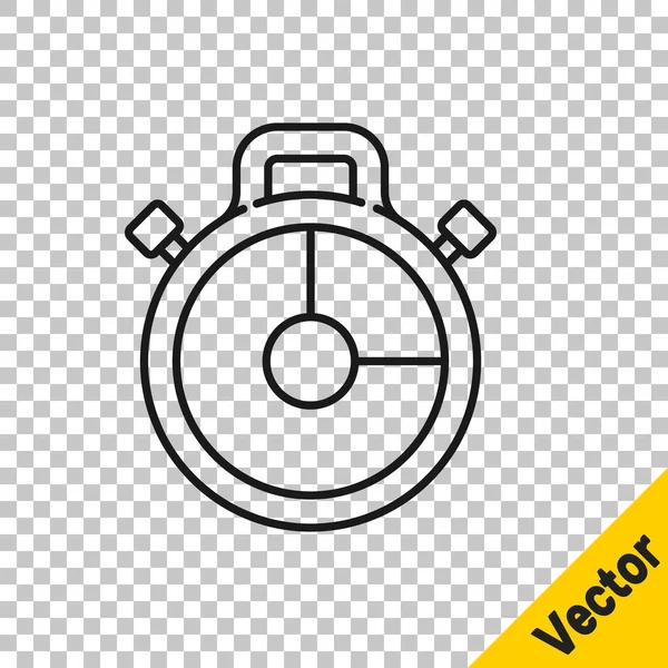 Černá Čára Ikona Stopwatch Izolovaná Průhledném Pozadí Časový Spínač Chronometr — Stockový vektor