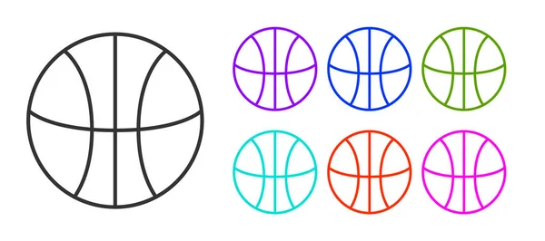 Icono Pelota Baloncesto Línea Negra Aislado Sobre Fondo Blanco Símbolo — Vector de stock