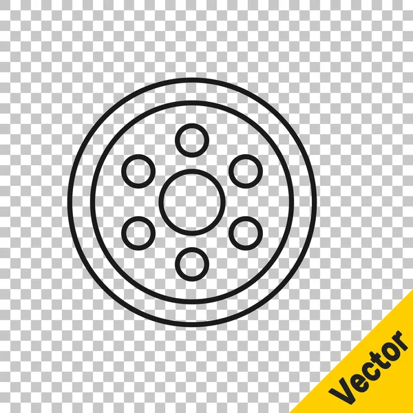 Black Line Alloy Wheel Car Icon Isolated Transparent Background Vector — Stock Vector