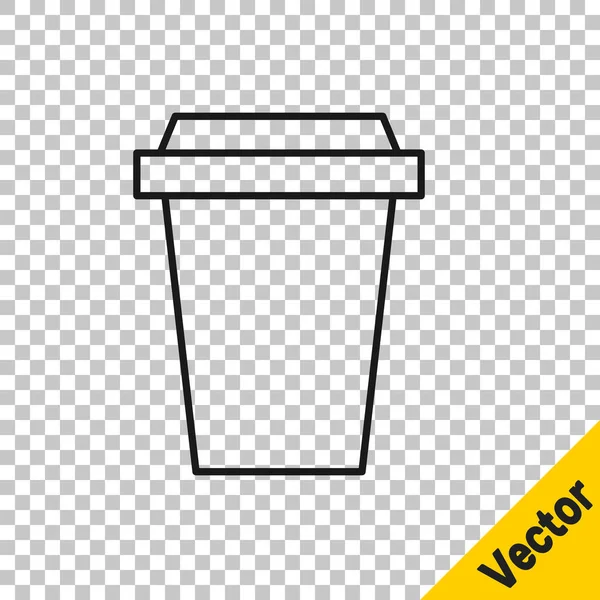 Linha Preta Xícara Café Para Ícone Isolado Fundo Transparente Ilustração — Vetor de Stock