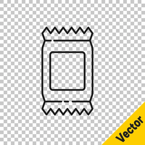 Black Line Fertilizer Bag Icon Isolated Transparent Background Vector Illustration — Stock Vector