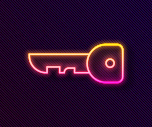 Zářící Neonová Čára Ikona Klíče Izolovaná Černém Pozadí Vektorová Ilustrace — Stockový vektor
