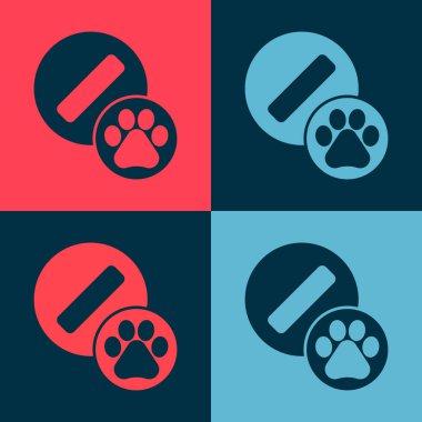 Pop Art Dog hapı ikonu renk arkaplanında izole edilmiş. Hayvan için reçeteli ilaç. Vektör.