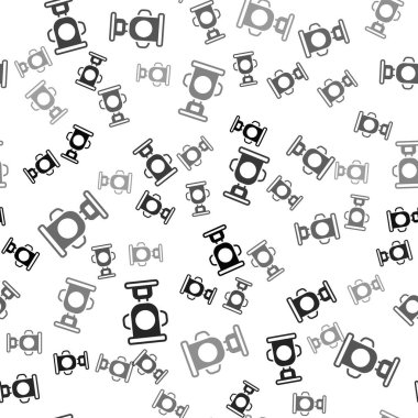 Siyah Ödül Kupası ikonu beyaz arka planda izole edilmiş pürüzsüz desen. Galibiyet ödülü sembolü. Şampiyonluk ya da yarışma kupası. Spor başarısı işareti. Vektör.