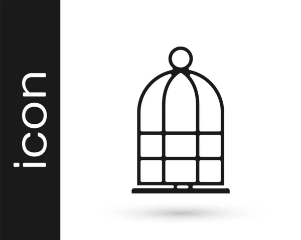 Cage Grise Pour Oiseaux Icône Isolée Sur Fond Blanc Vecteur — Image vectorielle