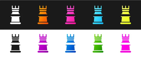 黒と白の背景にビジネス戦略アイコンを分離設定します チェスのシンボル ゲーム ベクトル — ストックベクタ