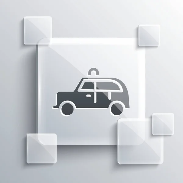 灰色出租车图标孤立在灰色背景 方块玻璃面板 — 图库矢量图片
