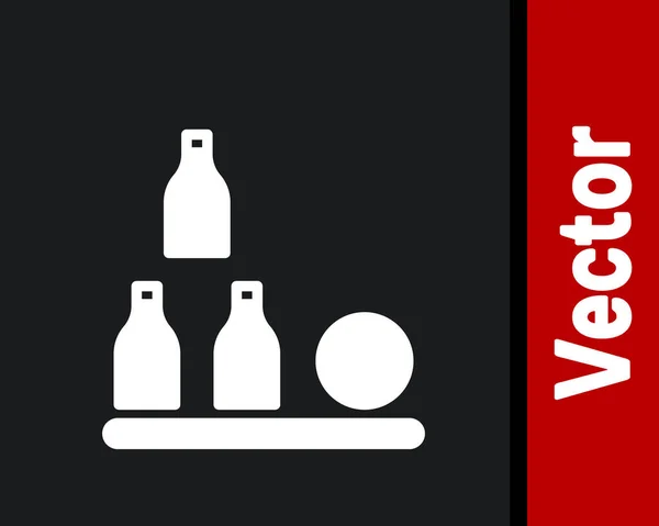 Botellas Blancas Icono Bola Aislado Sobre Fondo Negro Vector — Vector de stock