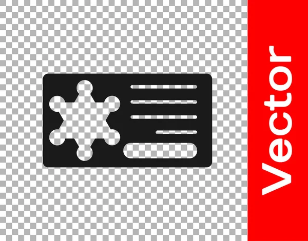 Svart Polisbricka Ikon Isolerad Transparent Bakgrund Sheriffbricka Vektor — Stock vektor