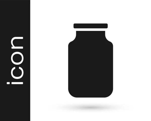 Tarro Cristal Negro Con Icono Tapón Rosca Aislado Sobre Fondo — Vector de stock