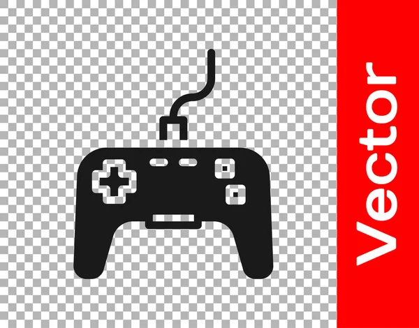 Schwarzes Gamepad Symbol Isoliert Auf Transparentem Hintergrund Spielkontrolle Vektor — Stockvektor
