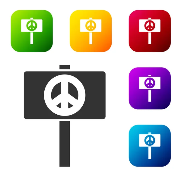 Black Peace Icon Isolated White Background Hippie Symbol Peace Set — Stock Vector