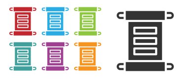 Siyah KHK, kağıt, parşömen, parşömen simgesi beyaz arkaplanda izole edilmiş. Simgeleri renklendirin. Vektör.