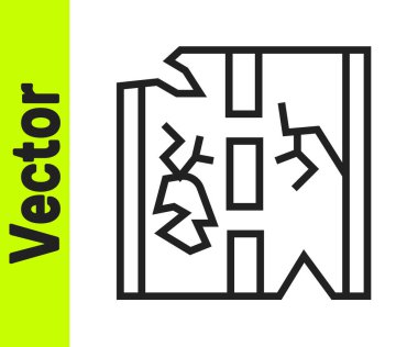 Siyah çizgi Kırık yol simgesi beyaz arkaplanda izole edildi. Vektör.