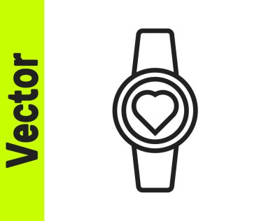 Beyaz arkaplanda siyah çizgi Smartwatch simgesi izole edildi. Vektör.