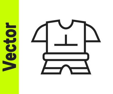 Beyaz arka planda siyah çizgi zırh ikonu izole edildi. Vektör.