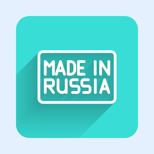 Bílá Čára Ikona Made Russia Izolovaná Dlouhým Stínem Zelený Knoflík — Stockový vektor