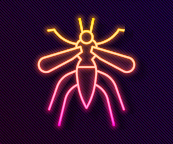 Glowing Neon Line Mosquito Icon Isolated Black Background Vector — Stock Vector