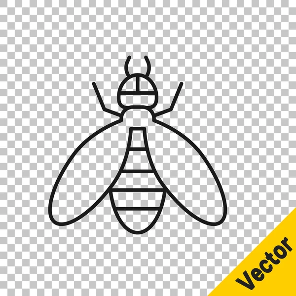 Icono Abeja Línea Negra Aislado Sobre Fondo Transparente Dulce Comida — Vector de stock