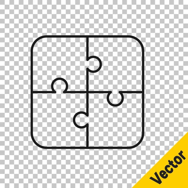 Fekete Vonal Puzzle Darab Játék Ikon Elszigetelt Átlátszó Háttérrel Vektor — Stock Vector