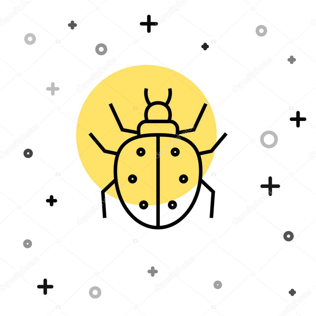 Black line Mite icon isolated on white background. Random dynamic shapes. Vector.