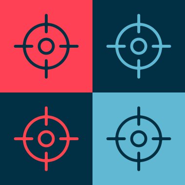 Pop Art Target spor ikonu renk arkaplanında izole edildi. Atış mesafesi ya da atış mesafesi için sayıları olan temiz bir hedef. Vektör İllüstrasyonu.