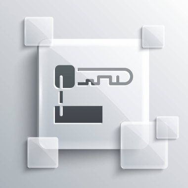 Gri arkaplanda gri işaretli anahtar simgesi izole edildi. Kare cam paneller. Vektör İllüstrasyonu.