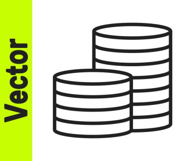 Siyah çizgi para simgesi beyaz arkaplanda izole edildi. Bankacılık işareti. Para sembolü. Vektör İllüstrasyonu.