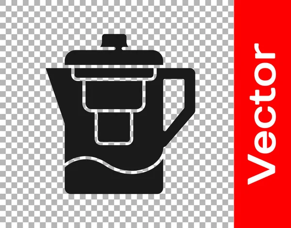 Black Water Jug Filter Icon Isolated Transparent Background Vector Illustration — Stock Vector