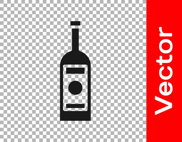 Botella Cristal Negro Vodka Icono Aislado Sobre Fondo Transparente Ilustración — Vector de stock