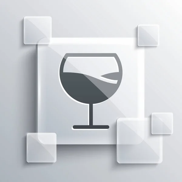 Grey Wine Glass Icon Isolated Grey Background Wineglass Sign Square — Stock Vector