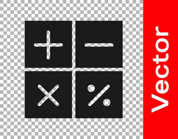 Ícone Calculadora Preto Isolado Fundo Transparente Símbolo Contabilístico Cálculos Negócios — Vetor de Stock