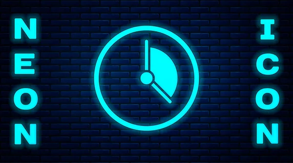 Glödande Neon Time Management Ikonen Isolerad Tegel Vägg Bakgrund Klocka — Stock vektor